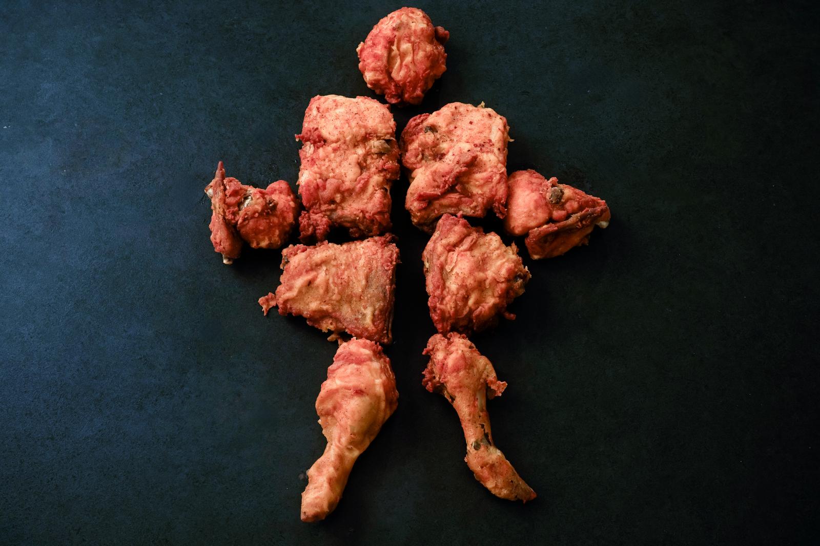 Karaage Fried Chicken Arranged as a Human Figure — Free Stock Photo ...